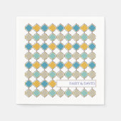 Marokkaanse Tegel Geel Blauw Gouden Bruiloft Servet (Voorkant)