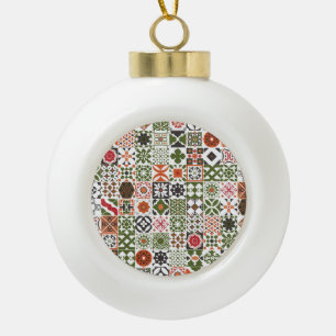 Marokkaanse tegel - groen, zwart, rood keramische bal ornament
