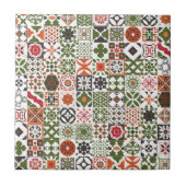 Marokkaanse tegel - groen, zwart, rood tegeltje (Voorkant)