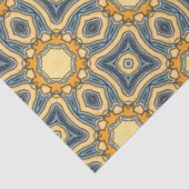 Marokkaanse tegel in blauw en geel decoupage papie tissuepapier (Detail)