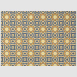 Marokkaanse tegel in blauw en geel decoupage papie tissuepapier