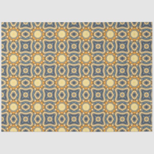 Marokkaanse tegel in blauw en geel decoupage papie tissuepapier (Voorkant)