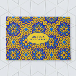 Marokkaanse Tegel in blauw en geel met eigen tekst Deurmat