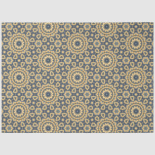 Marokkaanse tegel in blauw en geel tissuepapier