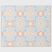 Marokkaanse tegel in blauw en oranje inpakpapier (Vlak)