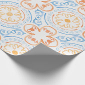 Marokkaanse tegel in blauw en oranje inpakpapier (Hoek)