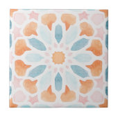 Marokkaanse tegel in blauw en oranje tegeltje (Voorkant)