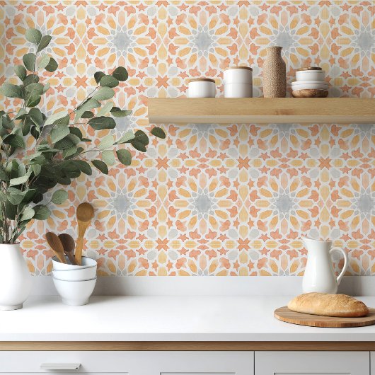 Marokkaanse tegel in oranje waterverf tegeltje