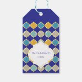Marokkaanse Tegel koningsblauw geel bruiloft Cadeaulabel (Achterkant)