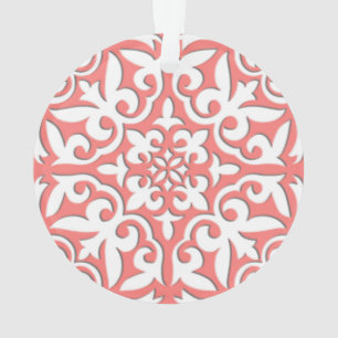 Marokkaanse tegel - koraalroze en wit ornament