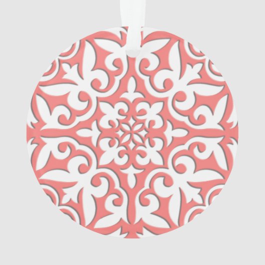 Marokkaanse tegel - koraalroze en wit ornament (achterkant)