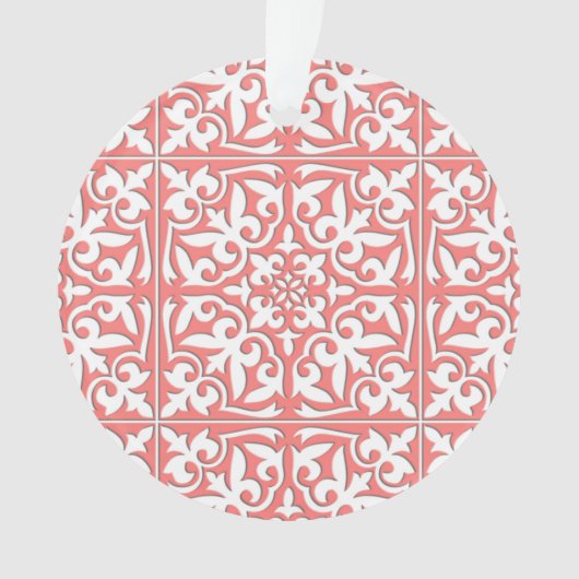 Marokkaanse tegel - koraalroze en wit ornament (voorkant)