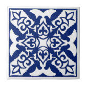 Marokkaanse tegel, marineblauw en wit tegeltje (Voorkant)