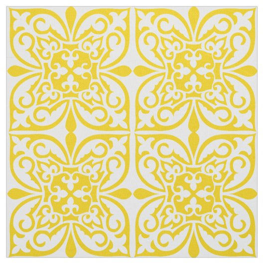 Marokkaanse tegel - mosterdgeel en wit stof (Swatch)