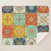Marokkaanse tegel mozaïek illustratiepatroon sherpa deken (Voorkant (horizontaal))