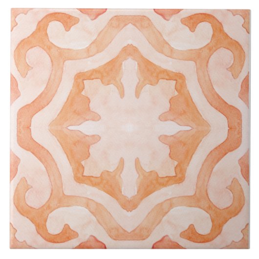 Marokkaanse tegel oranje casbah tegeltje (Voorkant)