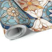  Marokkaanse Tegel Patroon#3 Blauw Goud ID1078 Cadeaupapier (Rol Hoek)