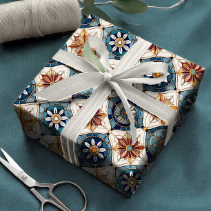 Marokkaanse Tegel Patroon#3 Blauw Goud ID1078 Cadeaupapier