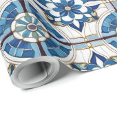 Marokkaanse Tegel Patroon#4 Blauw Wit ID1078 Cadeaupapier (Rol Hoek)