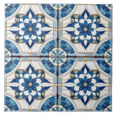 Marokkaanse Tegel Patroon#4 Blauw Wit ID1078 Tegeltje (Voorkant)