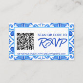 Marokkaanse Tegel Patroon Bruiloft RSVP QR Code Informatiekaartje (Voorkant)
