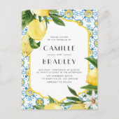 Marokkaanse Tegel Patroon en Citroenen QR Code Tro Uitnodiging Briefkaart (Voorkant)