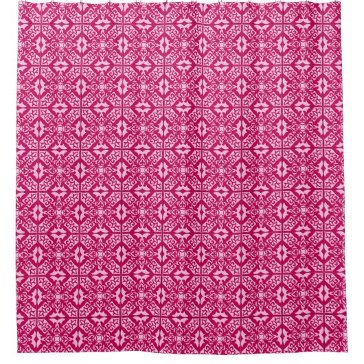 Marokkaanse Tegel Patroon, Fuchsia en Pastel Pink Douchegordijn (Voorkant)