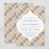 Marokkaanse Tegel Patroon Kleurrijke Bruiloft Uitn Kaart (Voorkant / Achterkant)