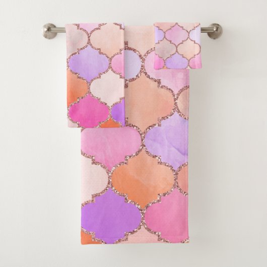 Marokkaanse Tegel Pattern Bath Towel Set Bad Handdoek (Insitu)