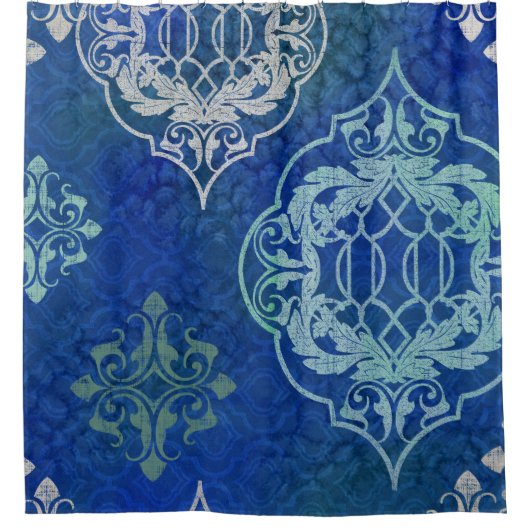 Marokkaanse Tegel Pattern Moderne Global Style Chi Douchegordijn (Voorkant)