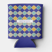 Marokkaanse Tegel Royal Blue Golden Arab bruiloft Blikjeskoeler (Voorkant)