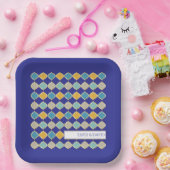 Marokkaanse Tegel Royal Blue Golden Arab bruiloft Papieren Bordje (Feest)