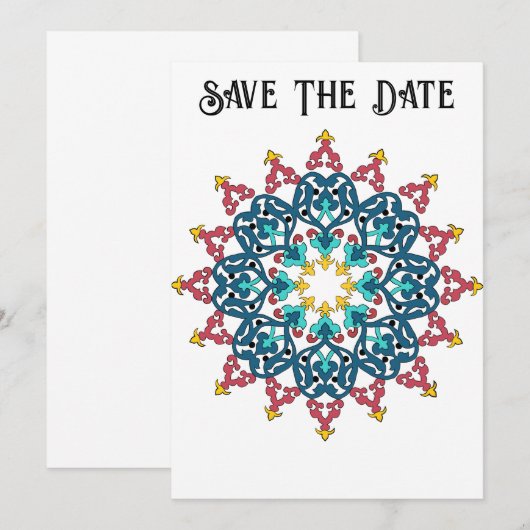 Marokkaanse tegel Save The Date kaart (Voorkant / Achterkant)