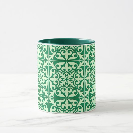 Marokkaanse tegel - smaragd en lichtgroen mok (Midden)