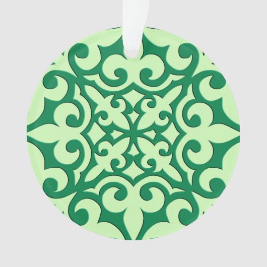 Marokkaanse tegel - smaragd en lichtgroen ornament (voorkant)