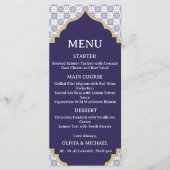 Marokkaanse tegel trouwmenu kaart (Voorkant)