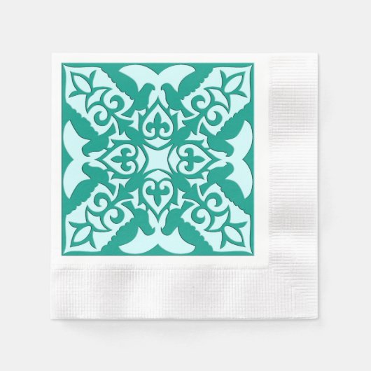 Marokkaanse tegel - turquoise en aqua servet (Voorkant)