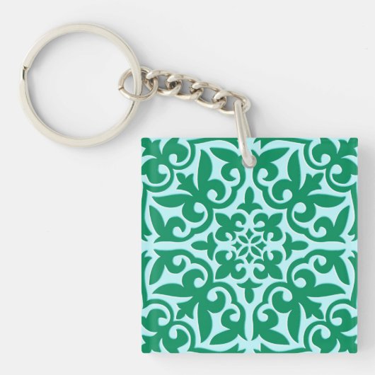 Marokkaanse tegel - turquoise en aqua sleutelhanger (Voorkant)