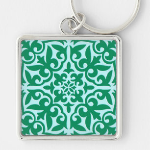 Marokkaanse tegel - turquoise en aqua sleutelhanger