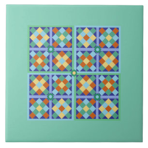 Marokkaanse tegel vierkant in blauwe blauwgroen go tegeltje