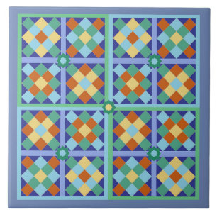 Marokkaanse tegel vierkant in blauwe blauwgroen go tegeltje