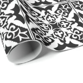Marokkaanse tegel - wit met zwarte achtergrond cadeaupapier (Rol Hoek)