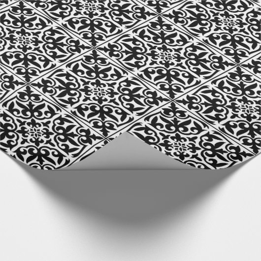Marokkaanse tegel - wit met zwarte achtergrond cadeaupapier (Hoek)