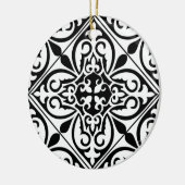 Marokkaanse tegel - wit met zwarte achtergrond keramisch ornament (Links)