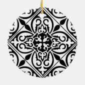 Marokkaanse tegel - wit met zwarte achtergrond keramisch ornament (Achterkant)