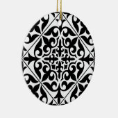 Marokkaanse tegel - wit met zwarte achtergrond keramisch ornament (Rechts)