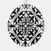 Marokkaanse tegel - wit met zwarte achtergrond keramisch ornament (Links)