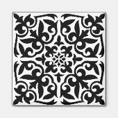 Marokkaanse tegel - wit met zwarte achtergrond magneet (Voorkant)