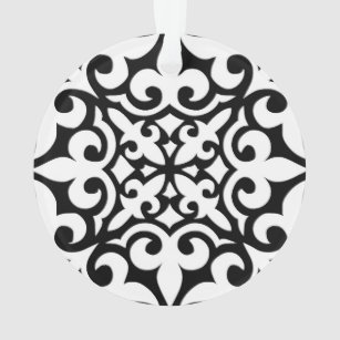 Marokkaanse tegel - wit met zwarte achtergrond ornament