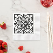 Marokkaanse tegel - wit met zwarte achtergrond servetten (Insitu)